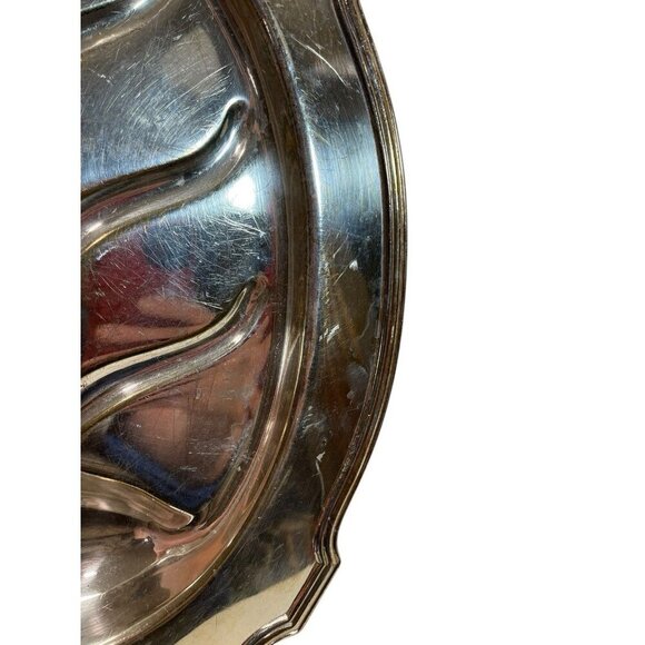 Antique Silver Meat Platter with "Tree Of Life" Silverplate Footed Serving Tray - Picture 6 of 14